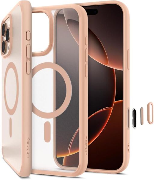 Spigen iPhone 16 Pro ile Uyumlu Kılıf Ultra Hybrid MagFit MagSafe Özellikli Frost Rose Titanium