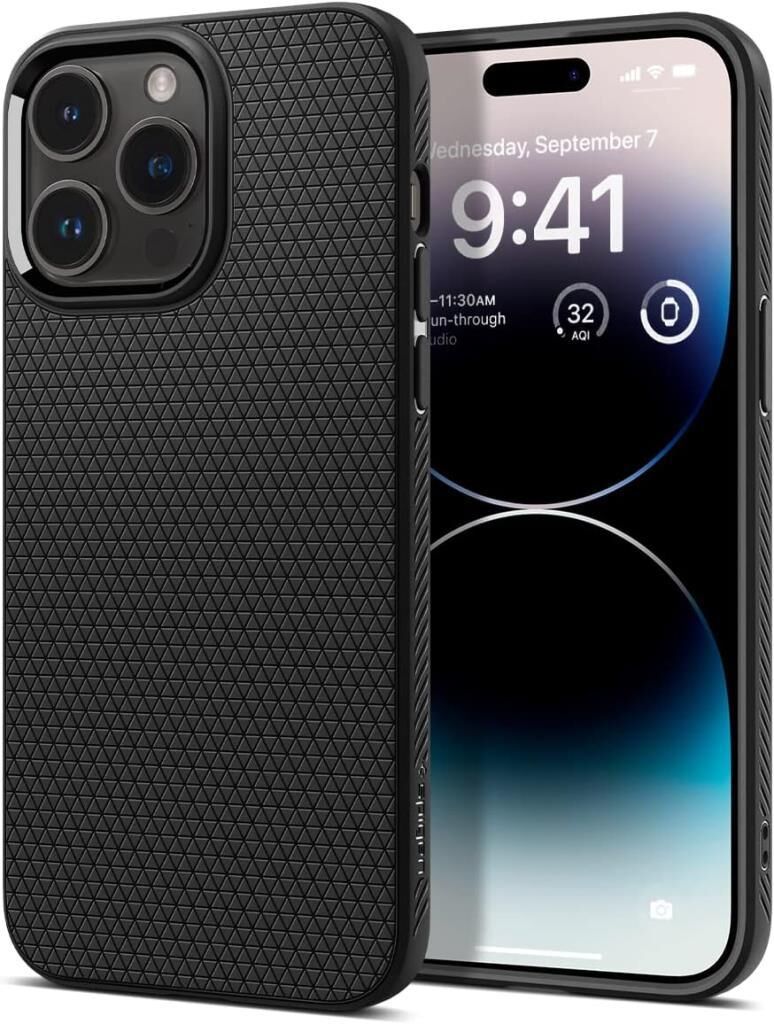 Spigen iPhone 14 Pro ile Uyumlu Kılıf Liquid Air Matte Black