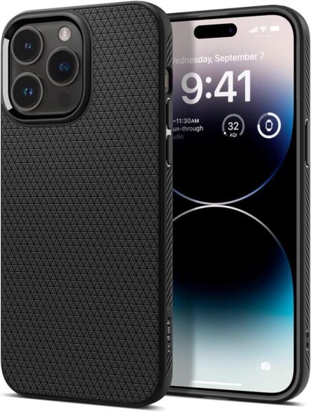 Spigen iPhone 14 Pro ile Uyumlu Kılıf Liquid Air Matte Black