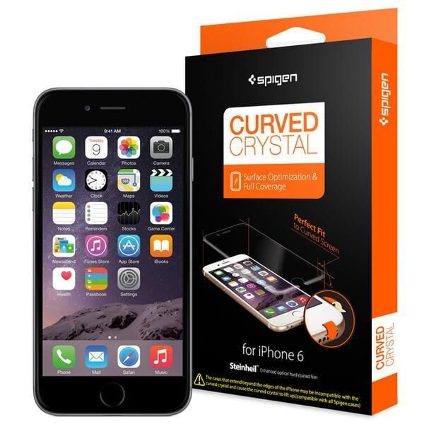 Spigen iPhone 6/6s ile Uyumlu Ekran Koruyucu Curved Crystal Kavisli Tam Kaplayan (Ön 2 Adet Film)