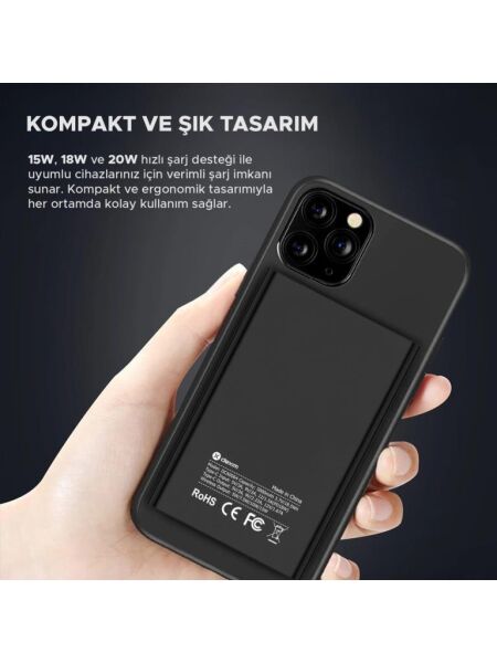 Dexim A16 5000mAh Alüminyum Magsafe Taşınabilir Şarj Cihazı Siyah - DCA0064