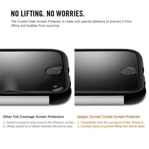 Spigen iPhone 6 Plus/6s Plus ile Uyumlu Ekran Koruyucu Curved Crystal Kavisli Tam Kaplayan ile Uyumlu Ekran Koruyucu (Ön 2 Adet Film)