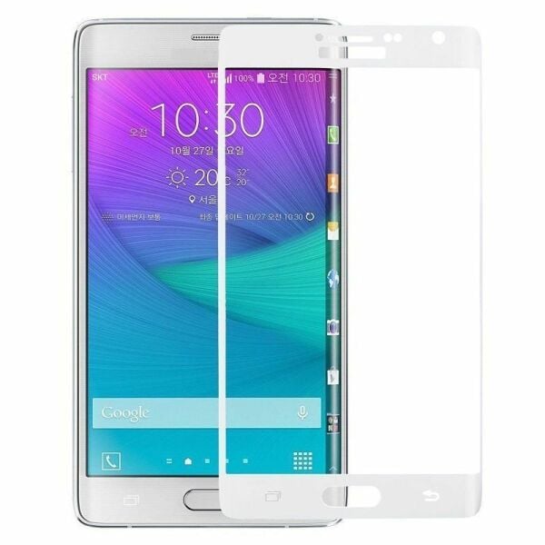 Galaxy Note Edge ile Uyumlu Kavisli Kırılmaz Cam Beyaz