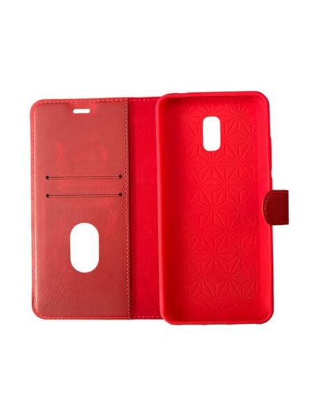 Jopus Mi 8A ile Uyumlu Kapaklı Kartlıklı Cüzdanlı Kılıf Kırmızı