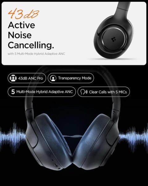 Spigen Audio Kulak Üstü P10 Bluetooth Kablosuz Kulaklık - ANC Pro Aktif Gürültü Engelleme - ASD09691