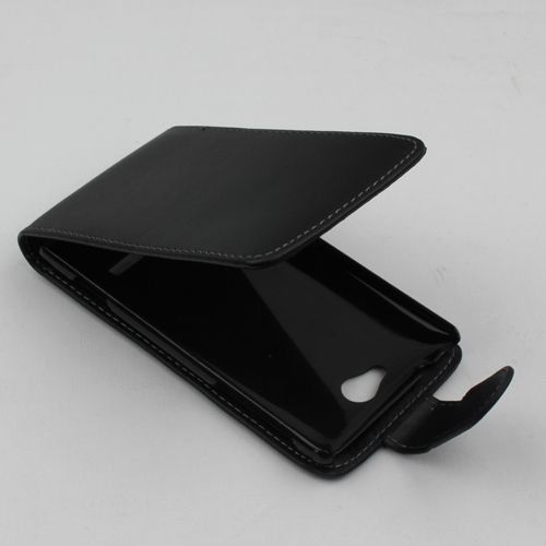 Windows Phone 8S ile Uyumlu Kapaklı Deri Kılıf Siyah