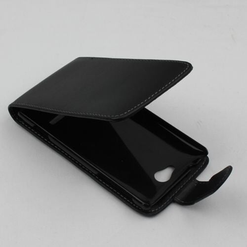 Windows Phone 8S ile Uyumlu Kapaklı Deri Kılıf Siyah