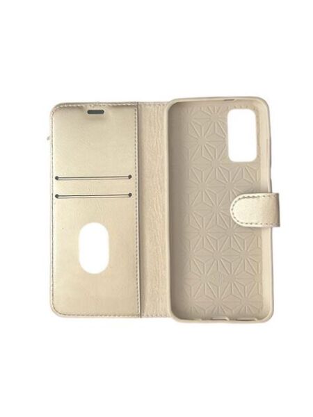 Jopus Galaxy S20 ile Uyumlu Kapaklı Kartlıklı Cüzdanlı Kılıf Gold
