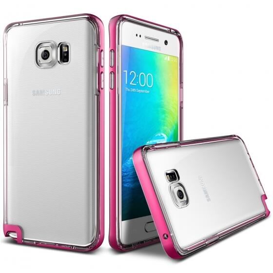 Verus Galaxy Note 5 ile Uyumlu Crystal Bumper Kılıf Hot Pink