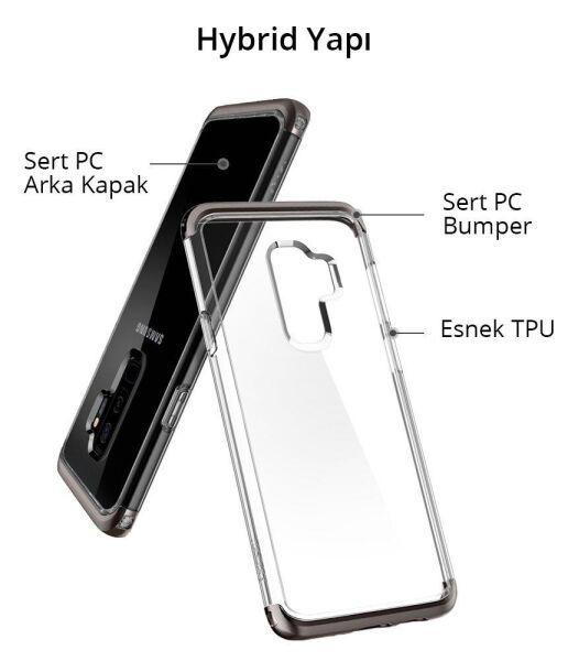 Spigen Galaxy S9 Plus ile Uyumlu Kılıf Neo Hybrid NC Crystal Gunmetal