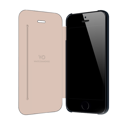 White Diamonds iPhone SE/5S/5 ile Uyumlu Swarovski Crystal Booklet Desenli Kılıf Siyah