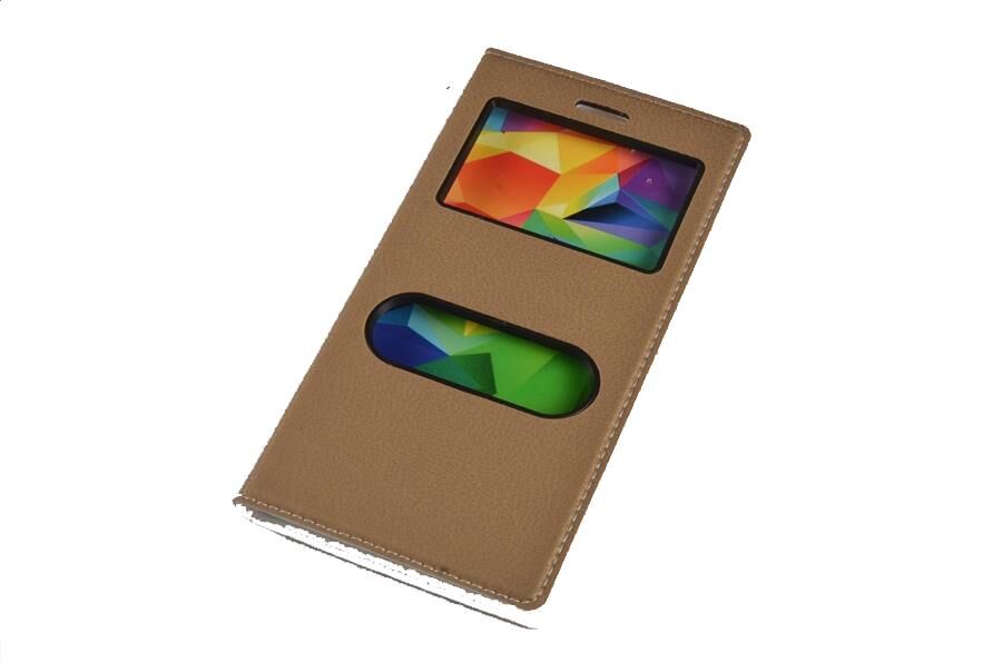 GM5 ile Uyumlu Suni Deri KK-147 Kapaklı Koruma Kılıfı Gold