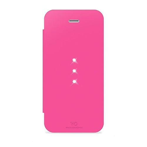 White Diamonds iPhone SE/5S/5 ile Uyumlu Swarovski Crystal Booklet Desenli Kılıf Pembe(Out)