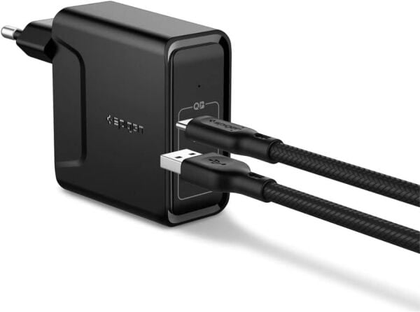 Spigen F211 SteadiBoost 48W Hızlı Şarj Cihazı (USB-C PD 3.0 30W + Quick Charge 3.0 18W) Duvar Şarjı