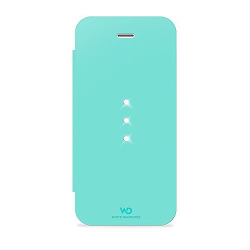 White Diamonds iPhone SE/5S/5 ile Uyumlu Swarovski Crystal Booklet Desenli Kılıf Yeşil(Out)