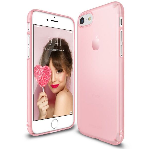 Ringke Slim Frost iPhone 7/8 ile Uyumlu KIlıf Pink İnce Buzlu Transparan