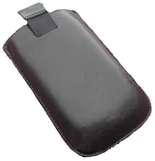 Galaxy Mini S5570 ile Uyumlu Çekmeli Deri Kılıf Siyah