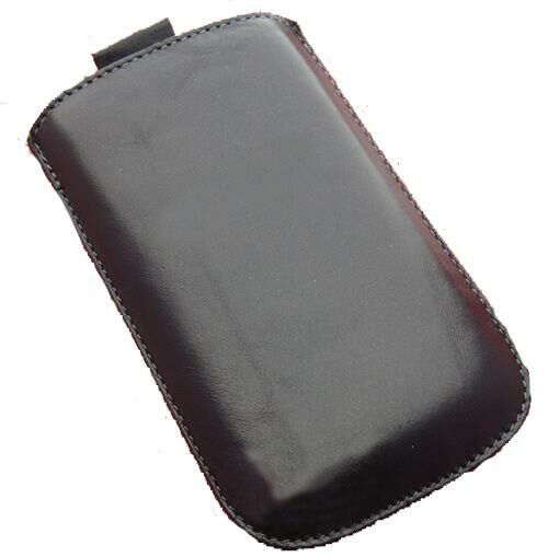 Galaxy Mini S5570 ile Uyumlu Çekmeli Deri Kılıf Siyah