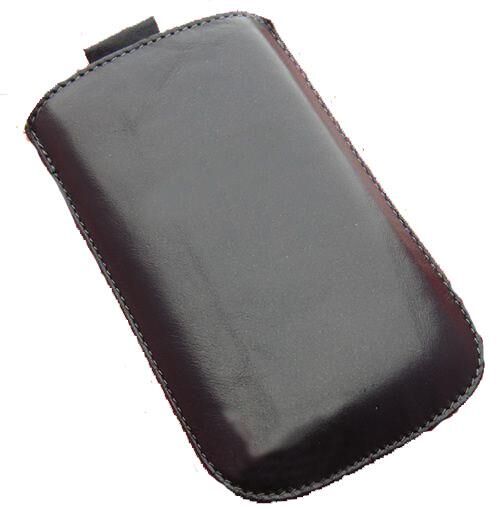 Galaxy Mini S5570 ile Uyumlu Çekmeli Deri Kılıf Siyah