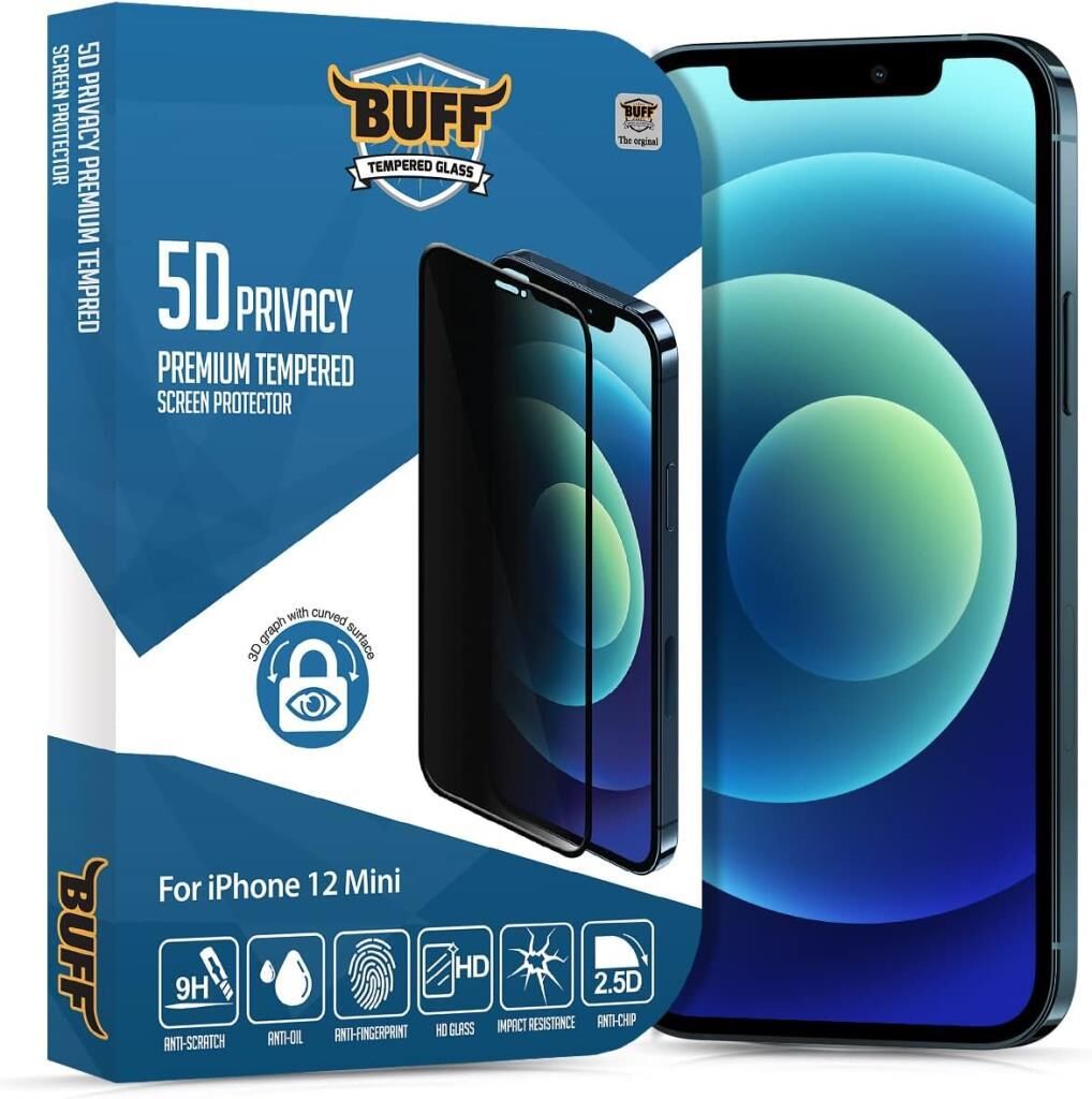 Buff iPhone 12 Mini 5D ile Uyumlu Privacy Ekran Koruyucu