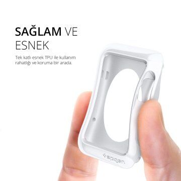 Spigen Watch ile Uyumlu Kılıf Slim Armor (Ekran Koruyuculu) (38mm) Smooth White