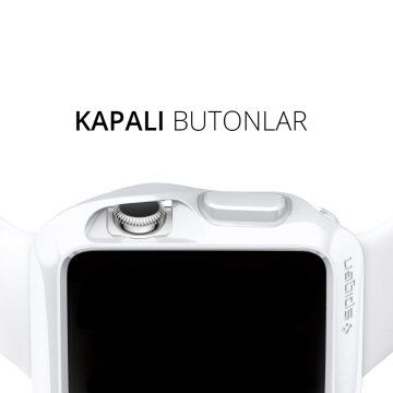 Spigen Watch ile Uyumlu Kılıf Slim Armor (Ekran Koruyuculu) (38mm) Smooth White