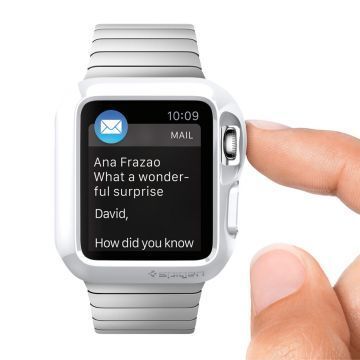 Spigen Watch ile Uyumlu Kılıf Slim Armor (Ekran Koruyuculu) (38mm) Smooth White