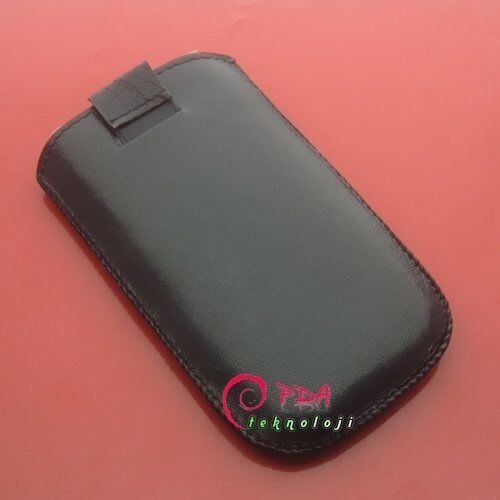 E6 ile Uyumlu Çekmeli Deri Kılıf Siyah Renk