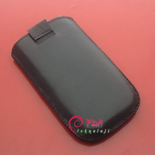 E6 ile Uyumlu Çekmeli Deri Kılıf Siyah Renk