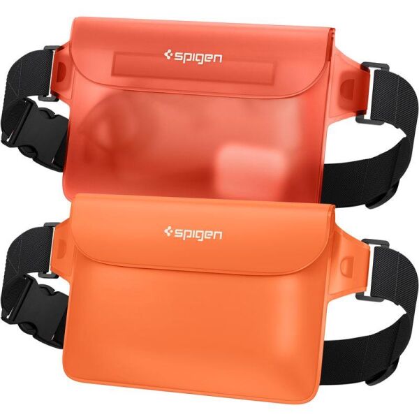 Spigen Aqua Shield Waterproof iPX8 Sertifikalı Su Geçirmez Bel Çantası (2 Adet) Sunset Orange