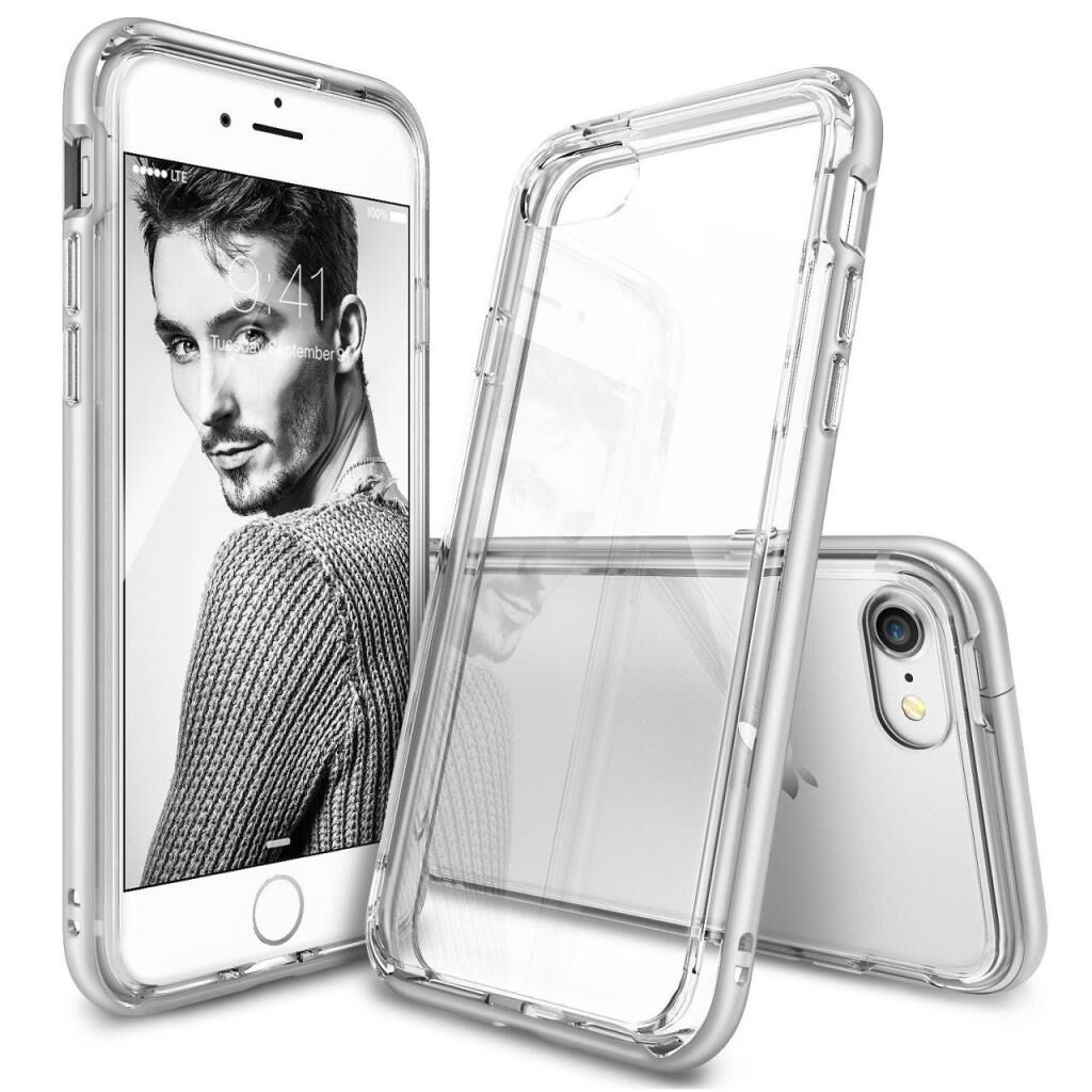 Ringke Frame iPhone 7 ile Uyumlu Çerçeveli Bumper Kılıf Ice Silver