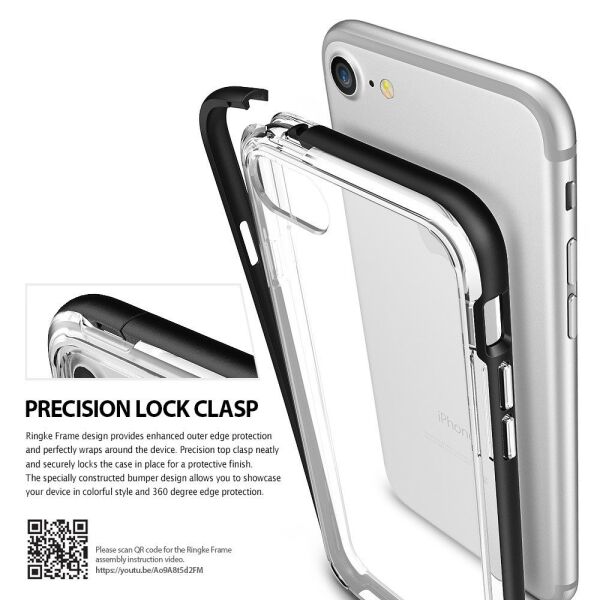 Ringke Frame iPhone 7 ile Uyumlu Çerçeveli Bumper Kılıf Ice Silver