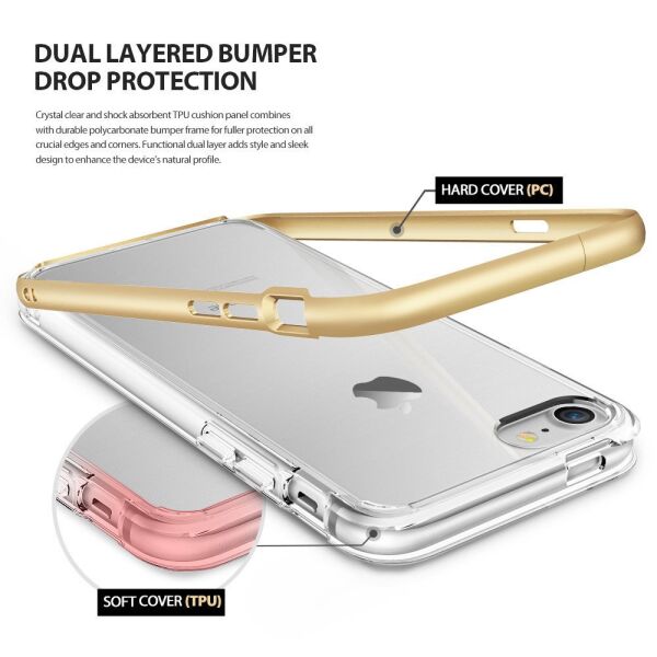 Ringke Frame iPhone 7 ile Uyumlu Çerçeveli Bumper Kılıf Ice Silver