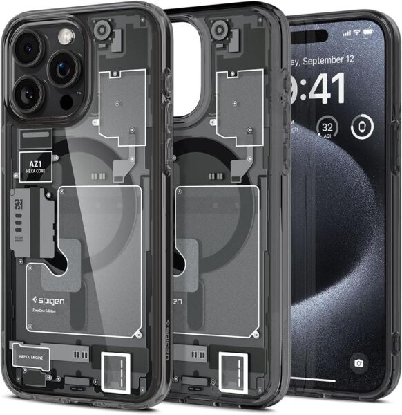 Spigen iPhone 15 Pro Max ile Uyumlu Kılıf Ultra Hybrid Zero One MagFit MagSafe Özellikli Black