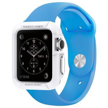 Spigen Apple Watch ile Uyumlu Kılıf Rugged Armor (Ekran Koruyuculu) (38mm) Smooth White