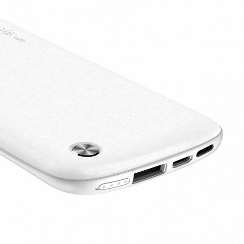 Baseus Plaid 10000 mAh Powerbank Lightnin + Micro Usb Şarj Girişli Beyaz