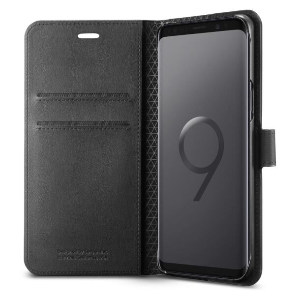 Spigen Galaxy S9 ile Uyumlu Kılıf Wallet S Cüzdan Black