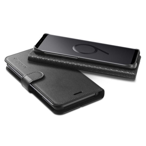 Spigen Galaxy S9 ile Uyumlu Kılıf Wallet S Cüzdan Black