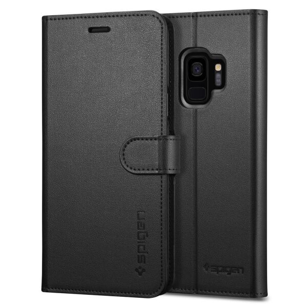 Spigen Galaxy S9 ile Uyumlu Kılıf Wallet S Cüzdan Black