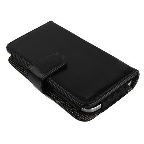 Xperia Z ile Uyumlu Yan Kapaklı Cüzdanlı Kart Bölmeli Deri Kılıf Siyah Renk