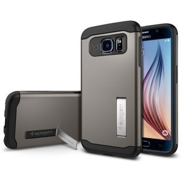 Spigen Galaxy S6 ile Uyumlu Kılıf Slim Armor Gun Metal