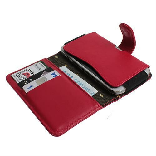 Xperia Z ile Uyumlu Yan Kapaklı Cüzdanlı Kart Bölmeli Deri Kılıf Kırmızı Renk