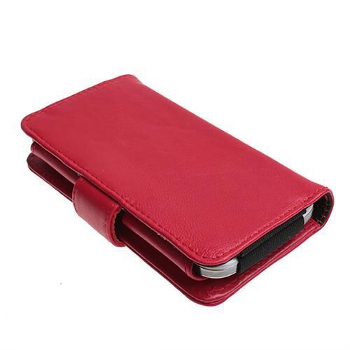 Xperia Z ile Uyumlu Yan Kapaklı Cüzdanlı Kart Bölmeli Deri Kılıf Kırmızı Renk