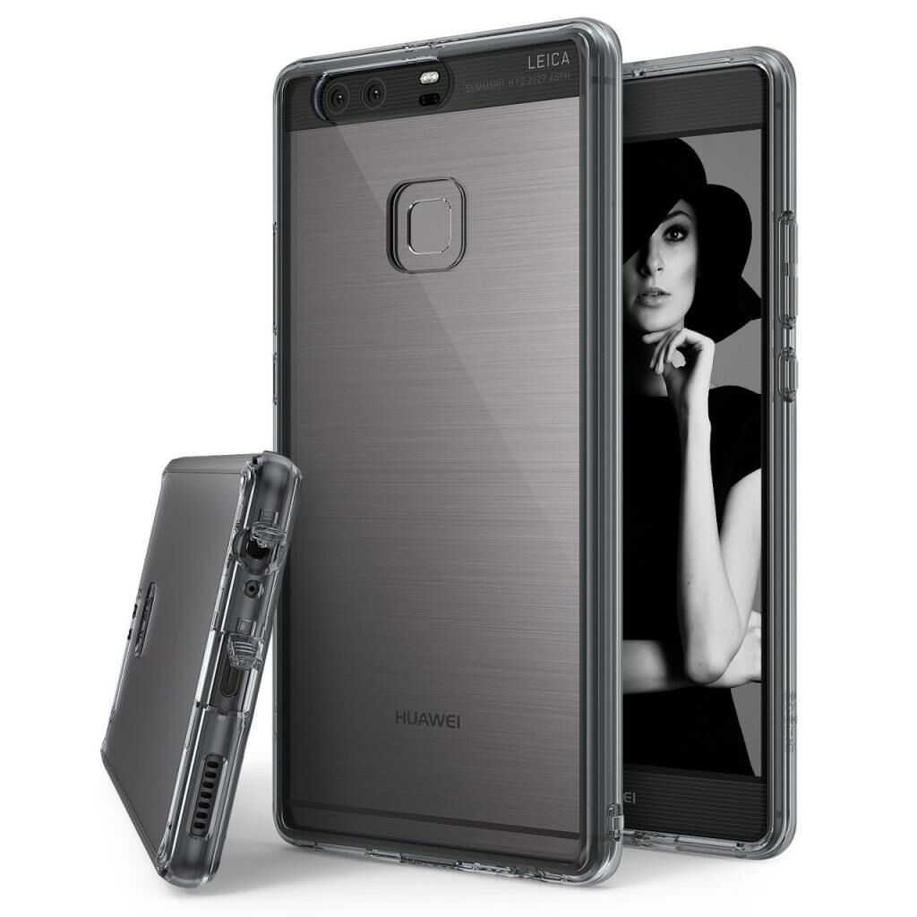 Ringke Fusion P9 Plus ile Uyumlu Kılıf Smoke Black TPU Bumper Extra Darbe Emici