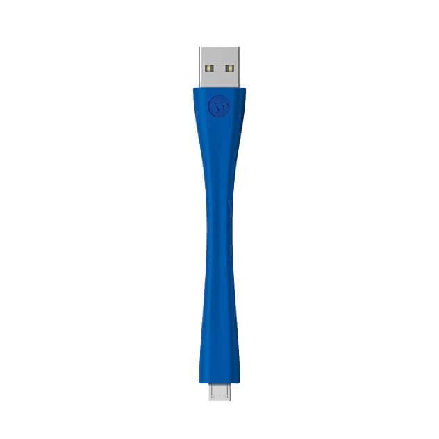 Mophie Memory-Flex Micro USB Kısa Şarj Kablosu 10cm Mavi