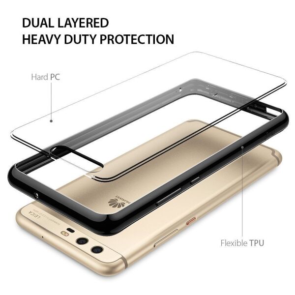 Ringke Fusion P10 Plus ile Uyumlu Kılıf Ink Black TPU Bumper Extra Darbe Emici