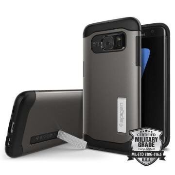 Spigen Galaxy S7 Edge ile Uyumlu Kılıf Slim Armor Gun Metal