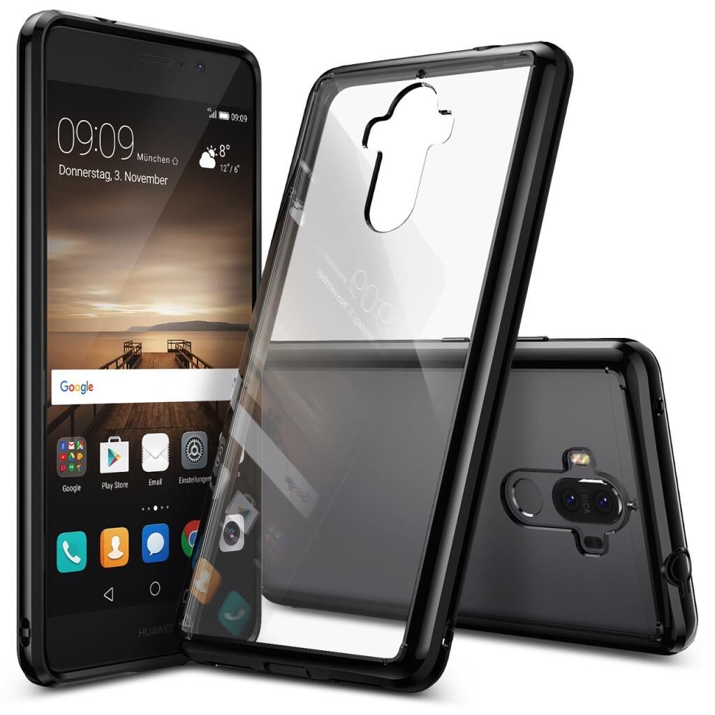 Ringke Fusion Mate 9 ile Uyumlu Kılıf Ink Black TPU Bumper Extra Darbe Emici