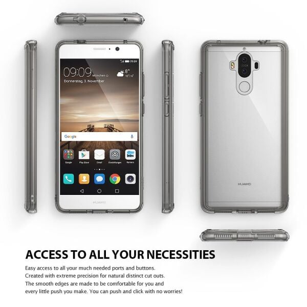 Ringke Fusion Mate 9 ile Uyumlu Kılıf Ink Black TPU Bumper Extra Darbe Emici