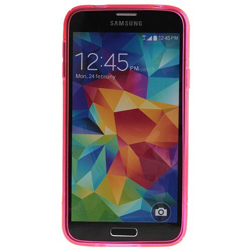 Galaxy S5 G900 ile Uyumlu S Desenli Silikon Kılıf Pembe